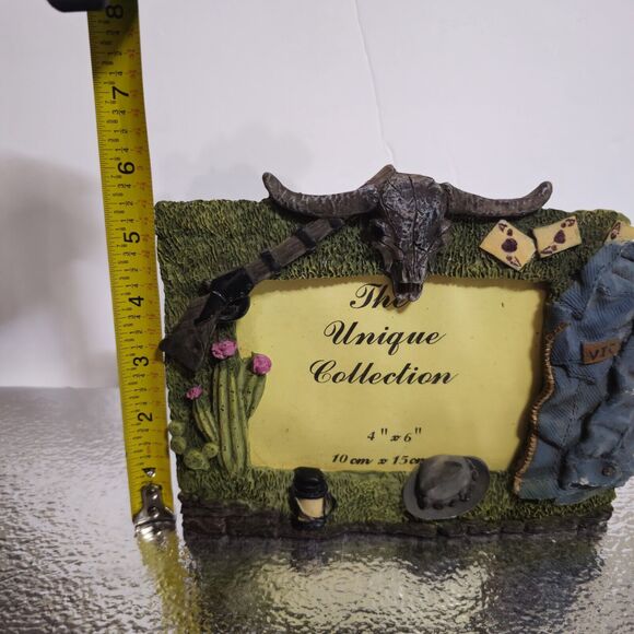 Western Picture Frame 3d Resin Longhorn Soldier Playing Cards Theme Home Decor - Picture 3 of 8